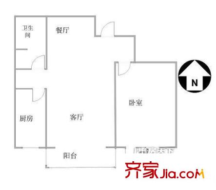 鳳儀園戶型圖戶型圖 1室2廳1衛(wèi)1廚