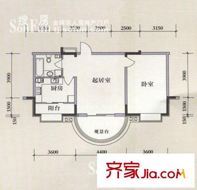 捷達(dá)園戶型圖C座 1室1廳1衛(wèi)