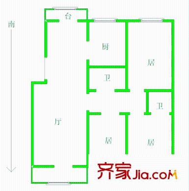捷達(dá)園戶型圖戶型圖 3室1廳1衛(wèi)1廚