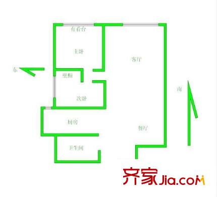 君安景苑 2室 戶型圖
