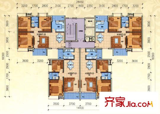 君安景苑戶型圖C戶型結(jié)構(gòu)圖 22F 3室2廳1衛(wèi)1廚