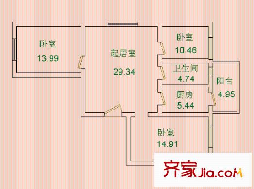 興云里戶型圖戶型圖 3室1廳1衛(wèi)