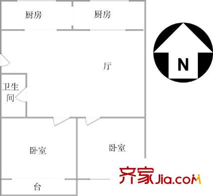 興云里戶型圖戶型圖 2室1廳1衛(wèi)1廚