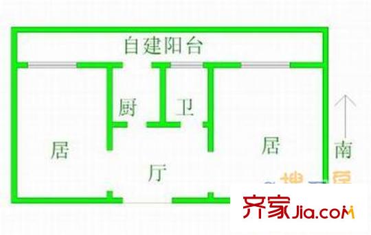 榮遷東里戶型圖戶型圖  2室1廳1衛(wèi)1廚