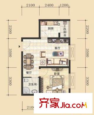 同安里戶型圖戶型圖 1室2廳1衛(wèi)1廚