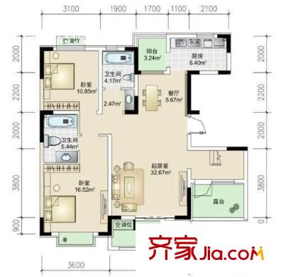 景園里戶型圖戶型圖 2室1廳1衛(wèi)1廚