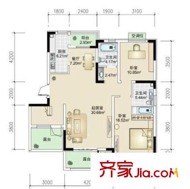 景園里戶型圖戶型圖 2室1廳1衛(wèi)1廚