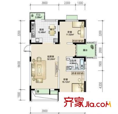 景園里戶型圖戶型圖 2室1廳1衛(wèi)1廚