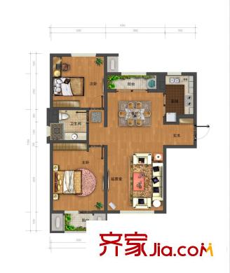 宜和美林戶型圖一期小高標(biāo)準(zhǔn)層B-a戶型 2室2廳1衛(wèi)1廚