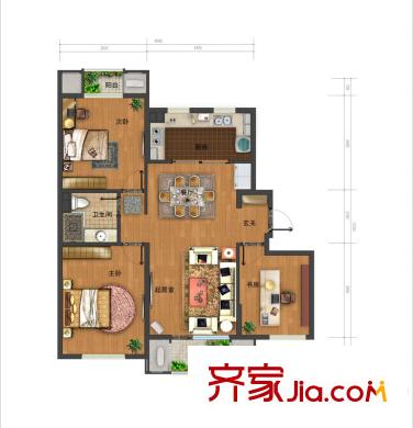 宜和美林戶型圖一期小高標(biāo)準(zhǔn)層C-a戶型 3室2廳1衛(wèi)1廚