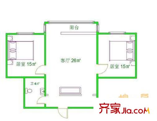 頌禹里戶型圖戶型圖 2室1廳1衛(wèi)1廚