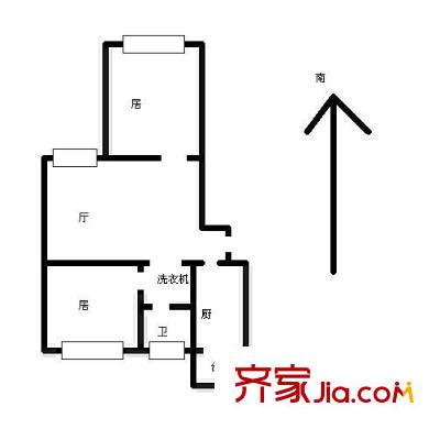 英俊名邸戶型圖戶型圖 2室1廳1衛(wèi)1廚