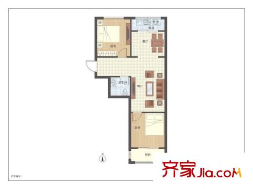 金冠里戶型圖戶型圖 2室2廳1衛(wèi)1廚