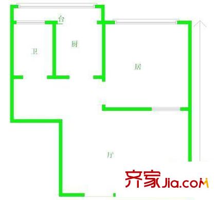 觀園公寓戶型圖戶型圖 1室1廳1衛(wèi)1廚