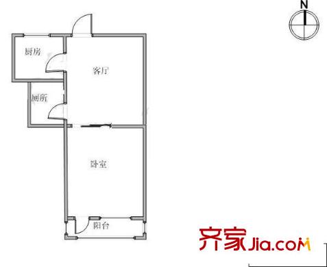 觀園公寓戶型圖戶型圖 1室1廳1衛(wèi)1廚