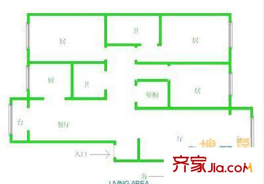 金海灣花園戶型圖戶型圖 3室2廳2衛(wèi)1廚