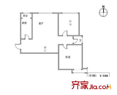 天康園戶型圖戶型圖 2室2廳1衛(wèi)1廚