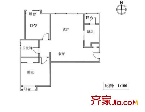 天康園戶型圖戶型圖 2室2廳1衛(wèi)1廚