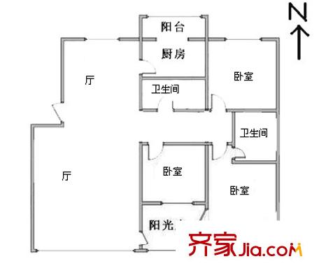 云華里戶型圖戶型圖 4室2廳2衛(wèi)1廚