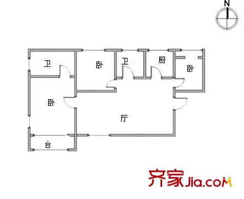 云華里戶型圖戶型圖 3室1廳2衛(wèi)1廚