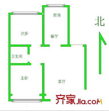 昌樂花苑 2居室 戶型圖
