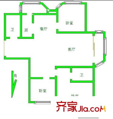傲景觀瀾戶型圖戶型圖 3室2廳2衛(wèi)1廚