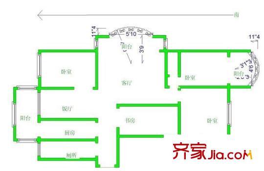 傲景觀瀾戶型圖 戶型圖 4室2廳2衛(wèi)1廚