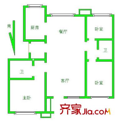 傲景觀瀾戶型圖戶型圖 3室2廳2衛(wèi)1廚