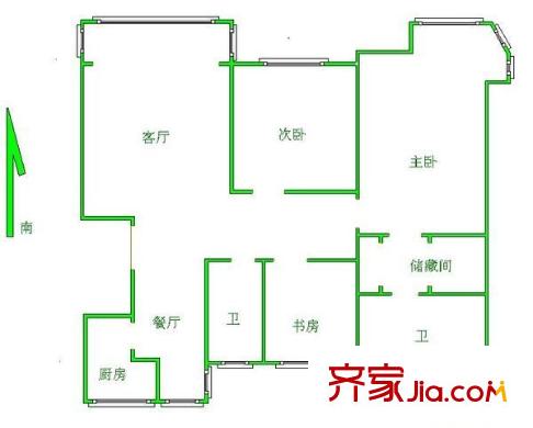 傲景觀瀾戶型圖戶型圖 3室2廳1衛(wèi)1廚