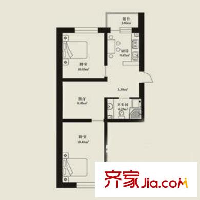 源德里戶型圖戶型圖 2室1廳1衛(wèi)1廚