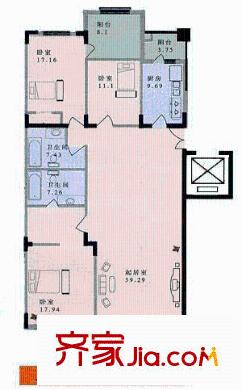翠湖溫泉花園戶型圖戶型圖 3室3廳2衛(wèi)1廚