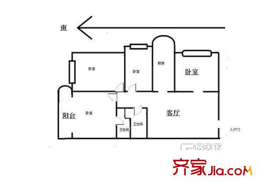 紫來花園戶型圖戶型圖 4室2廳2衛(wèi)1廚