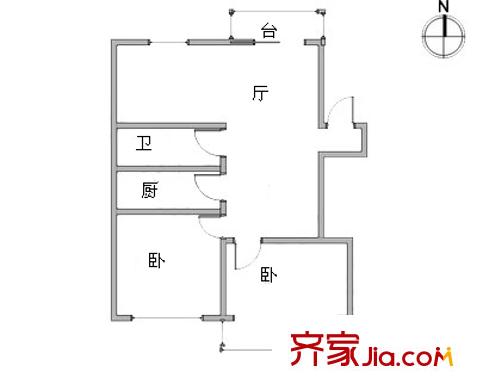 嘉泰花園戶型圖戶型圖 2室1廳1衛(wèi)1廚