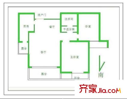 萬(wàn)科金域藍(lán)灣戶型圖戶型圖 2室2廳1衛(wèi)1廚