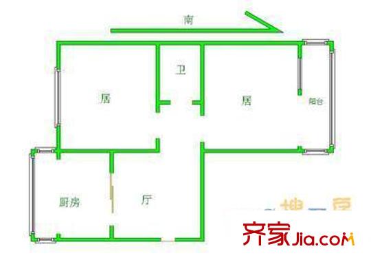 幸福北里戶型圖戶型圖 2室1廳1衛(wèi)1廚