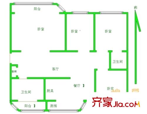 蓬仁園戶型圖戶型圖 4室2廳2衛(wèi)1廚