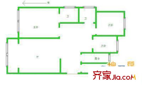 蓬仁園戶型圖戶型圖 3室1廳2衛(wèi)1廚