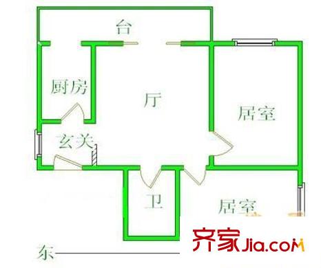 林苑東里戶型圖戶型圖 2室1廳1衛(wèi)1廚