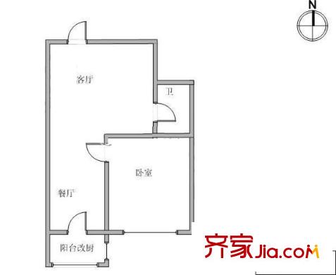 堤中里戶型圖戶型圖 1室1廳1衛(wèi)1廚