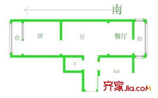 堤中里戶型圖戶型圖 2室1廳1衛(wèi)1廚