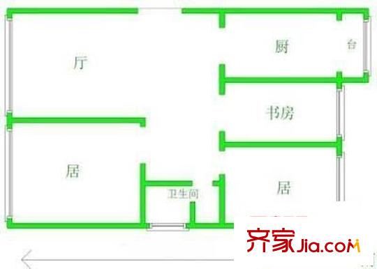 水藍(lán)花園戶型圖戶型圖 3室1廳2衛(wèi)1廚