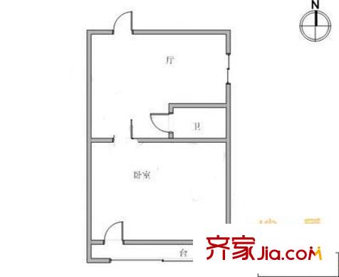 鳳園北里戶型圖戶型圖 1室1廳1衛(wèi)1廚