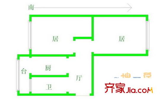 鳳園北里戶型圖戶型圖 2室1廳1衛(wèi)1廚