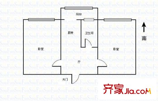 鳳園北里 2室 戶型圖