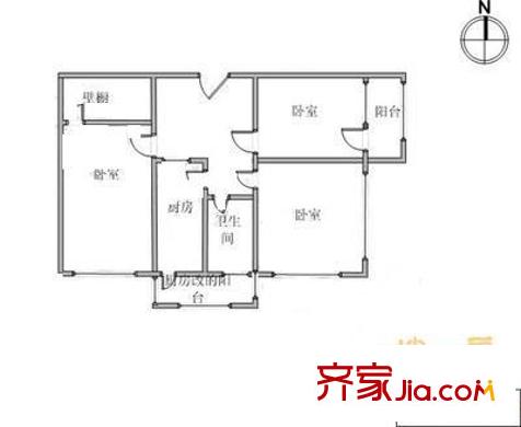 鳳園北里戶型圖戶型圖 3室1廳1衛(wèi)1廚