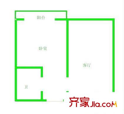 中心北里戶型圖戶型圖 1室1廳1衛(wèi)1廚