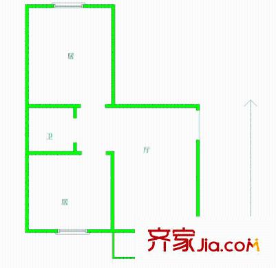 中心北里戶型圖戶型圖 2室1廳1衛(wèi)1廚