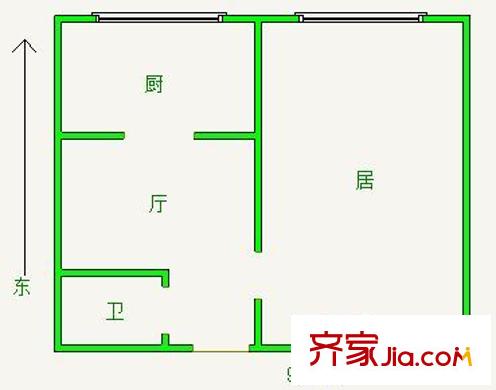 中心北里戶型圖戶型圖 1室1廳1衛(wèi)1廚