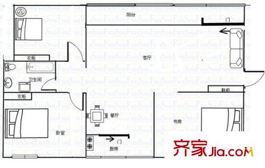 麗景勝和園戶型圖戶型圖 3室1廳2衛(wèi)1廚