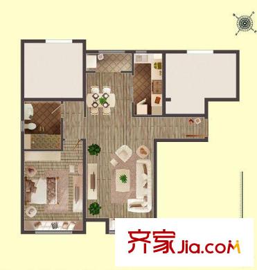 萬科金奧國際戶型圖一期1號樓標(biāo)準(zhǔn)層A2戶型圖 3室2廳1衛(wèi)1廚
